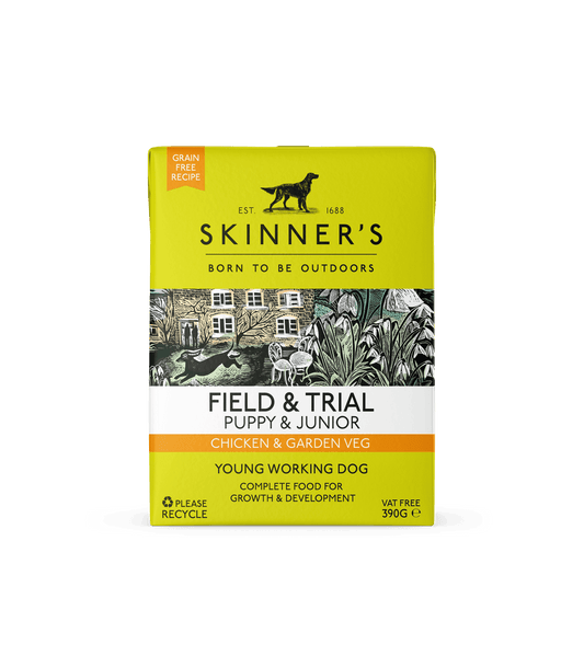 Skinners Field & Trial Puppy & Junior Chicken & Garden Veg GF 18 x 390g | Luxury Home Accessories | Heulog Glow