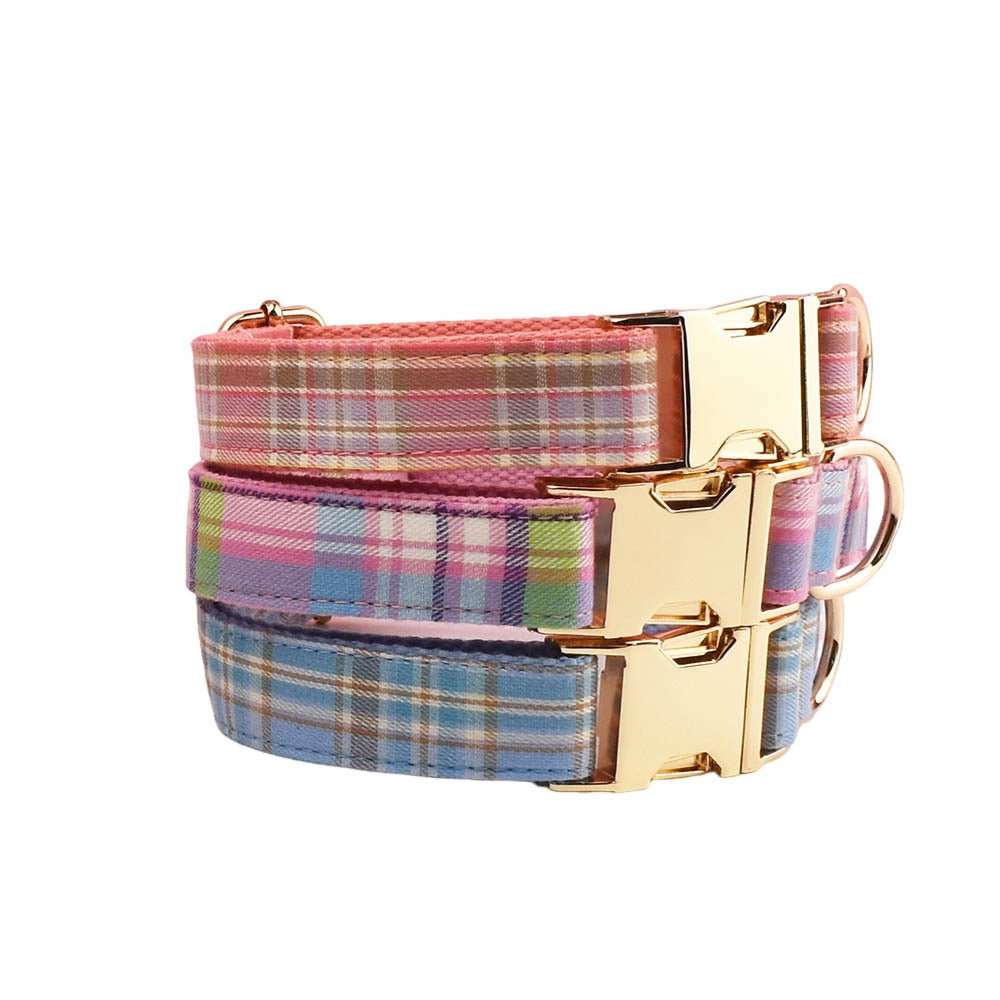 Sky Blue Grid Forest Series Dog Collar Traction Rope | Luxury Home Accessories | Heulog Glow