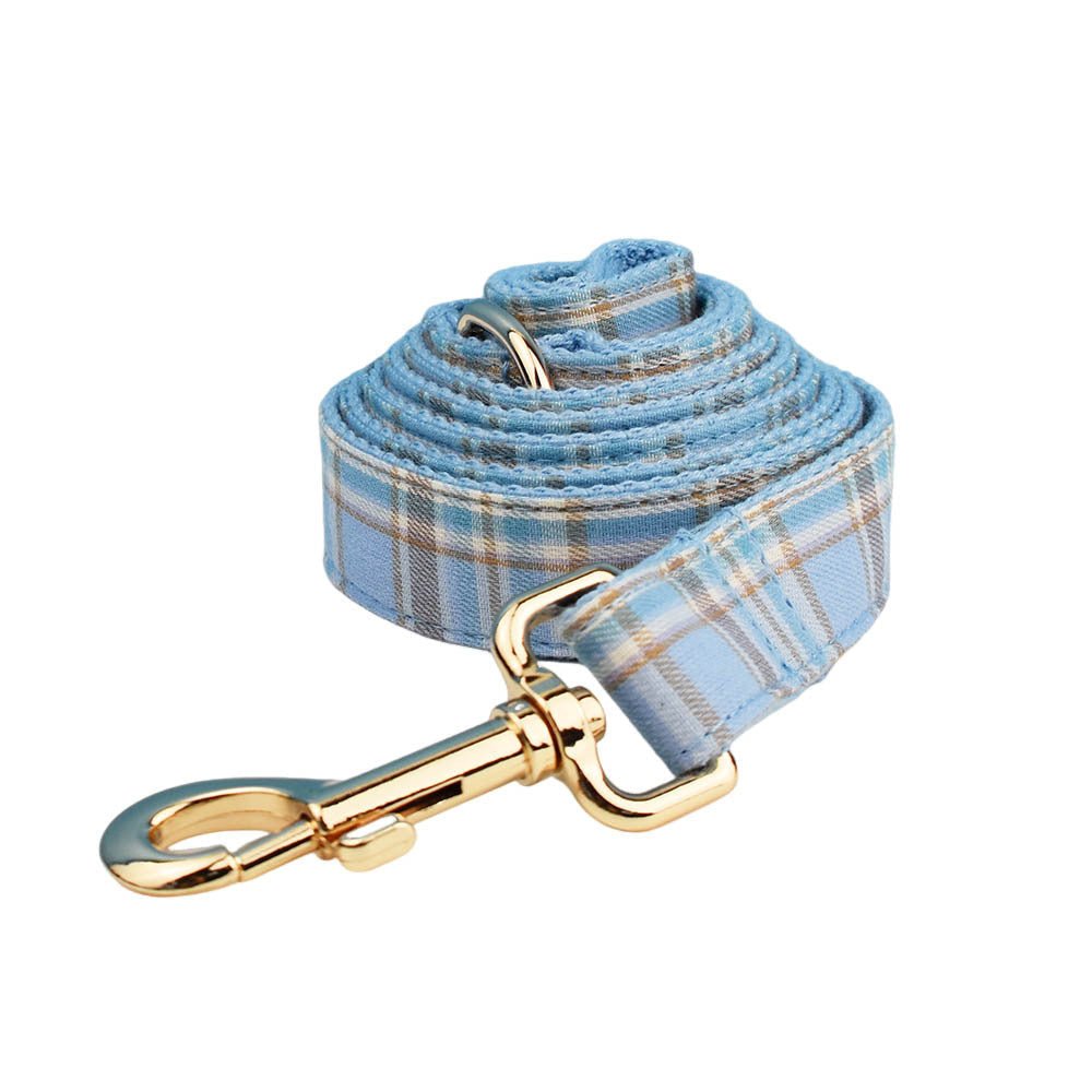 Sky Blue Grid Forest Series Dog Collar Traction Rope | Luxury Home Accessories | Heulog Glow