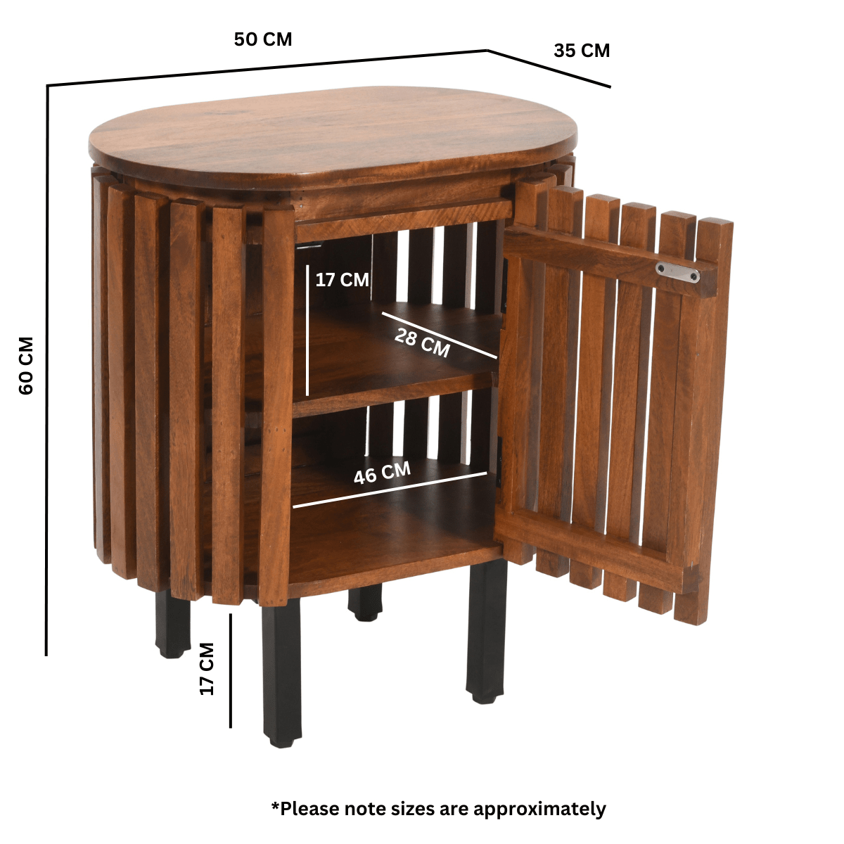 Slatted Mango Wood Bedside Table | Luxury Home Accessories | Heulog Glow
