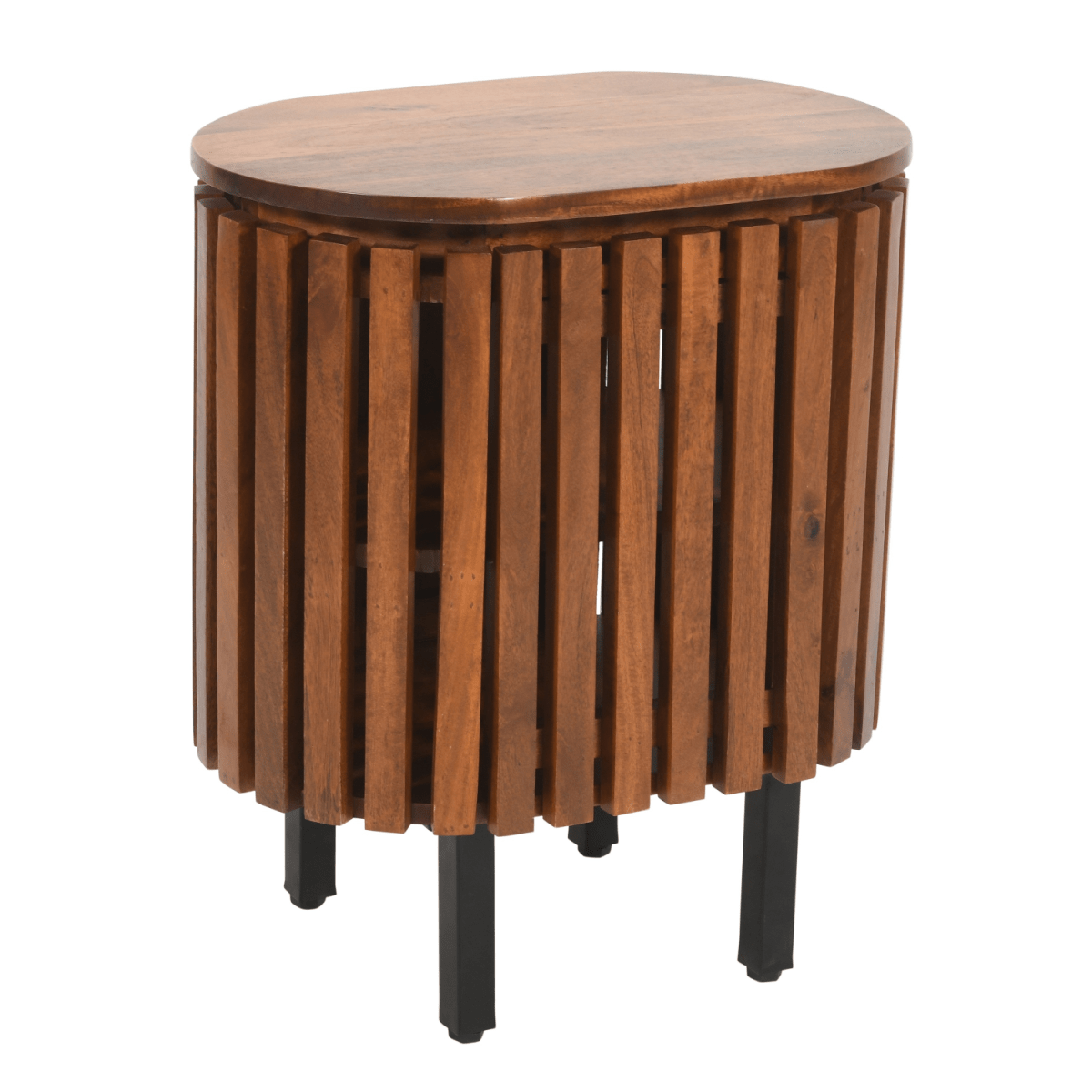 Slatted Mango Wood Bedside Table | Luxury Home Accessories | Heulog Glow
