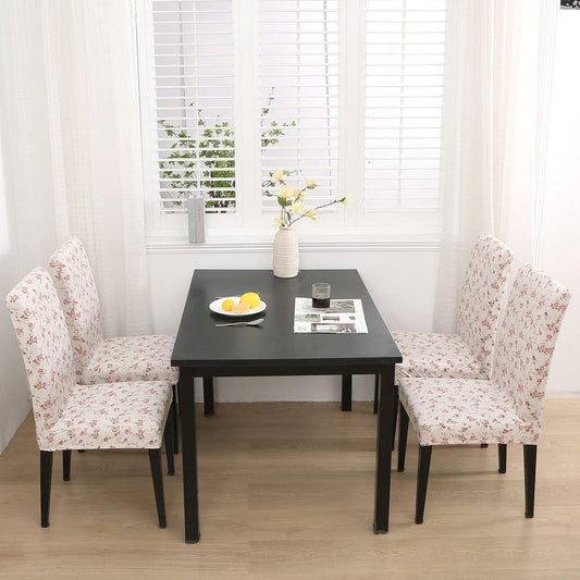 Pink Floral Stretch Chair Covers, Spandex Slipcovers for Dining Chairs (4 Pack)