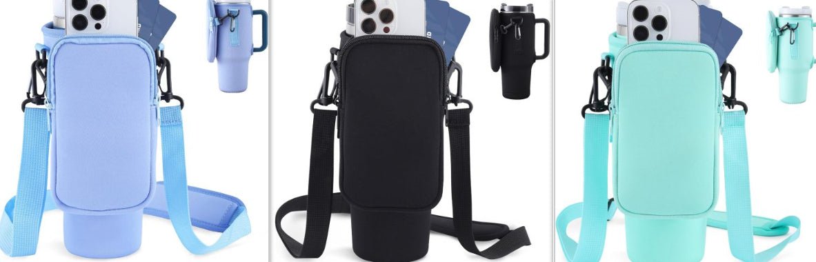Slok Water Bottle Carrier Bag, Compatible With 40oz Tumbler With Handle, Modern Water Bottle Holder With Simple Adjustable Strap For Outdoor Walking Hiking Travelling Sports-Blue Purple | Luxury Home Accessories | Heulog Glow