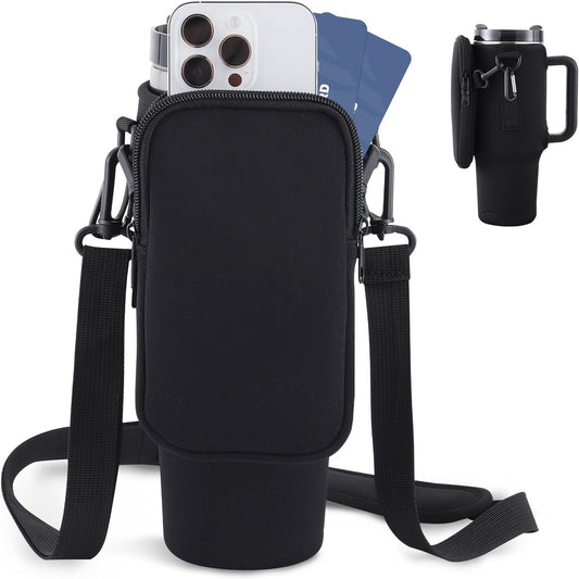 Slok Water Bottle Carrier Bag, Compatible With 40oz Tumbler With Handle, Modern Water Bottle Holder With Simple Adjustable Strap For Outdoor Walking Hiking Travelling Sports-Blue Purple | Luxury Home Accessories | Heulog Glow