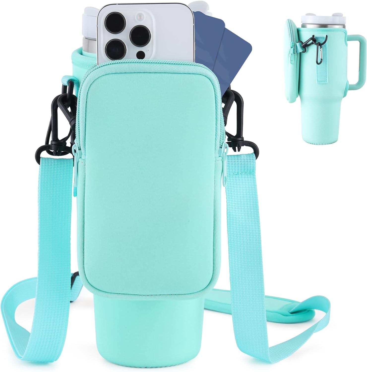 Slok Water Bottle Carrier Bag, Compatible With 40oz Tumbler With Handle, Modern Water Bottle Holder With Simple Adjustable Strap For Outdoor Walking Hiking Travelling Sports-Blue Purple | Luxury Home Accessories | Heulog Glow