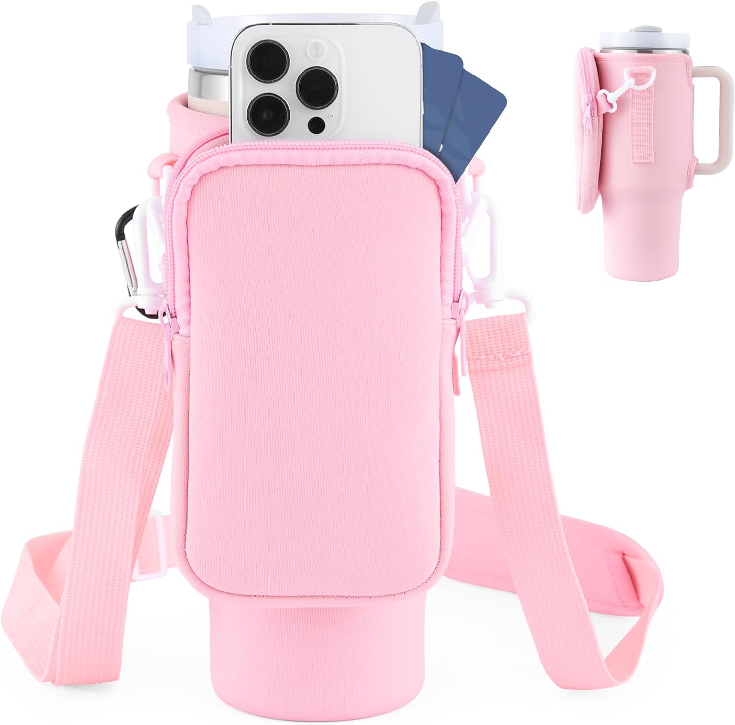 Slok Water Bottle Carrier Bag, Compatible With 40oz Tumbler With Handle, Modern Water Bottle Holder With Simple Adjustable Strap For Outdoor Walking Hiking Travelling Sports-Blue Purple | Luxury Home Accessories | Heulog Glow