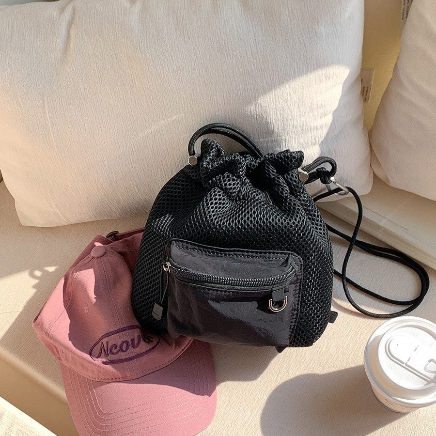 Small Mesh Drawstring Bucket Bag Fashion Cute Messenger Shoulder Bags For Women | Luxury Home Accessories | Heulog Glow