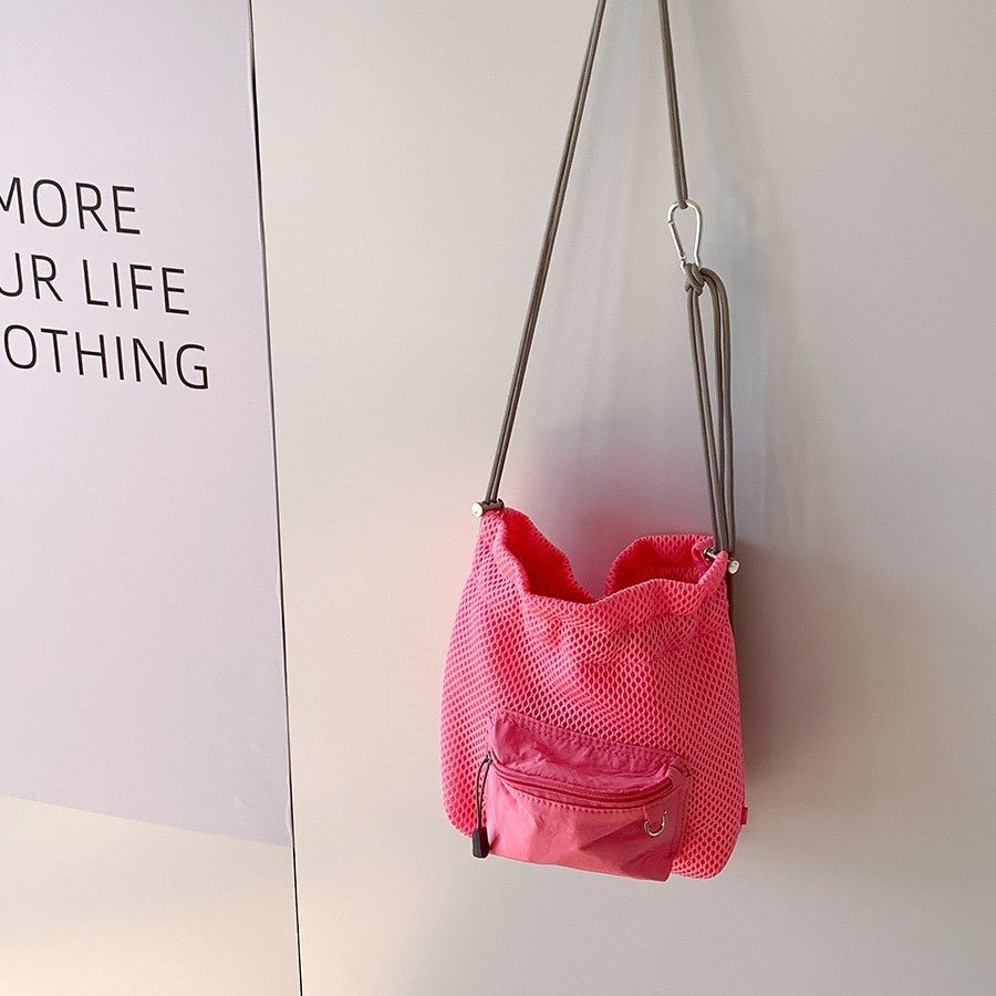 Small Mesh Drawstring Bucket Bag Fashion Cute Messenger Shoulder Bags For Women | Luxury Home Accessories | Heulog Glow