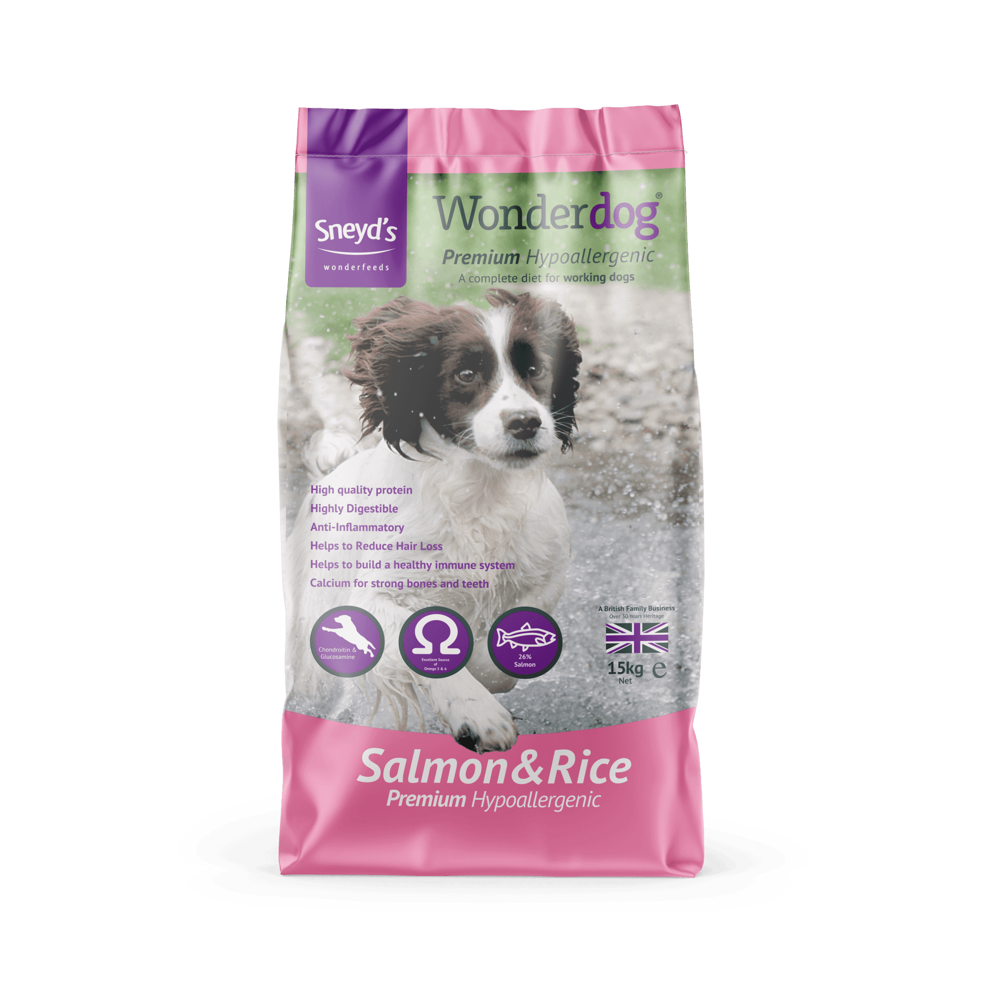 Sneyds Wonderdog Adult Premium Salmon & Rice 15kg | Luxury Home Accessories | Heulog Glow