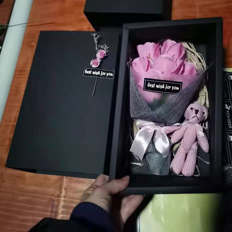Soap Flower Bear Gift Box Birthday Gift Mother's Day 7 Carnation Valentine's Day Gift Box | Luxury Home Accessories | Heulog Glow