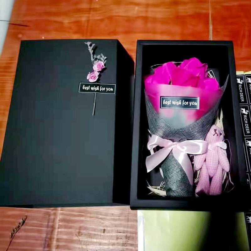 Soap Flower Bear Gift Box Birthday Gift Mother's Day 7 Carnation Valentine's Day Gift Box | Luxury Home Accessories | Heulog Glow
