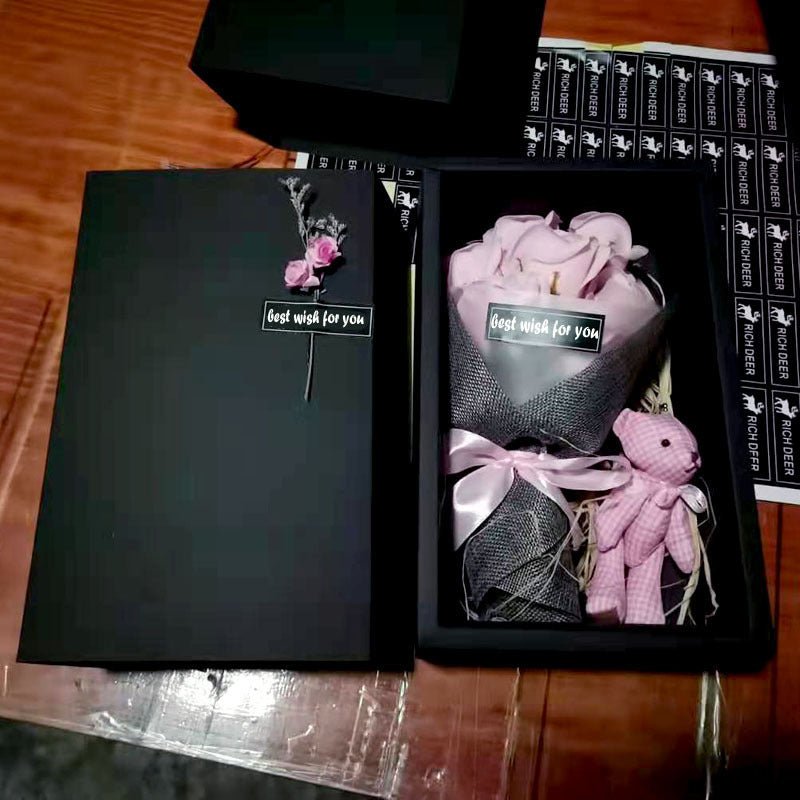 Soap Flower Bear Gift Box Birthday Gift Mother's Day 7 Carnation Valentine's Day Gift Box | Luxury Home Accessories | Heulog Glow