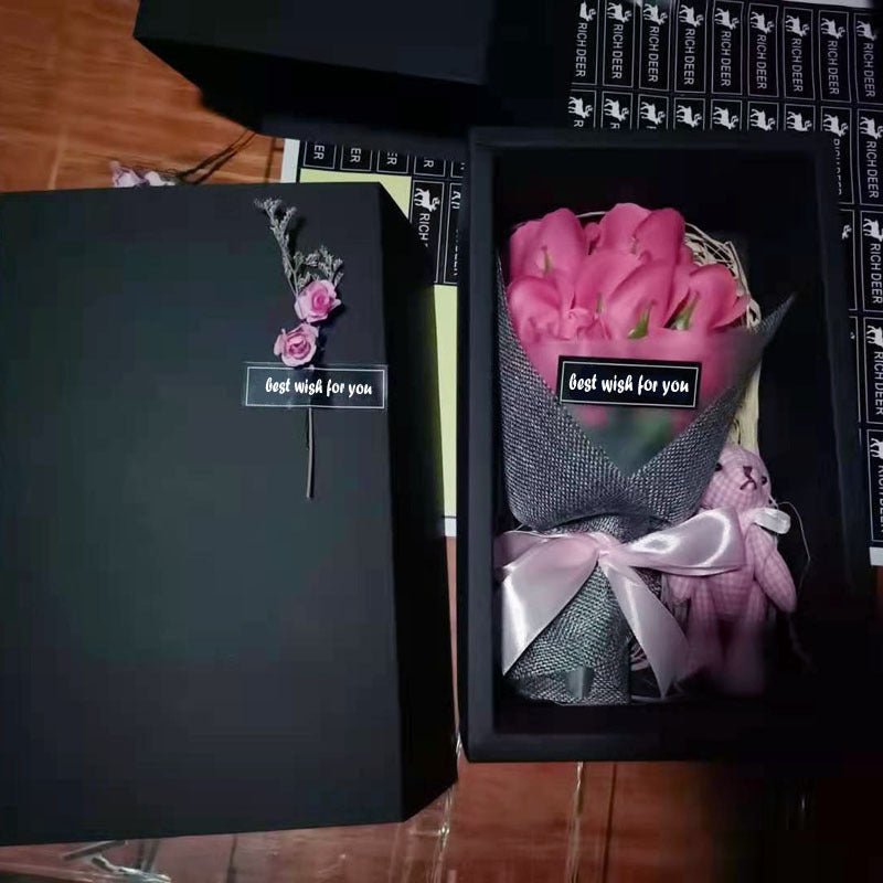 Soap Flower Bear Gift Box Birthday Gift Mother's Day 7 Carnation Valentine's Day Gift Box | Luxury Home Accessories | Heulog Glow