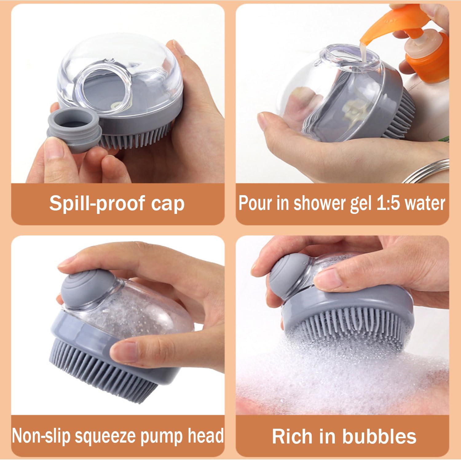 Soft Silicone Bristle Dog Brush With Soap Dispenser For Dog Grooming And Massage - Pink | Luxury Home Accessories | Heulog Glow