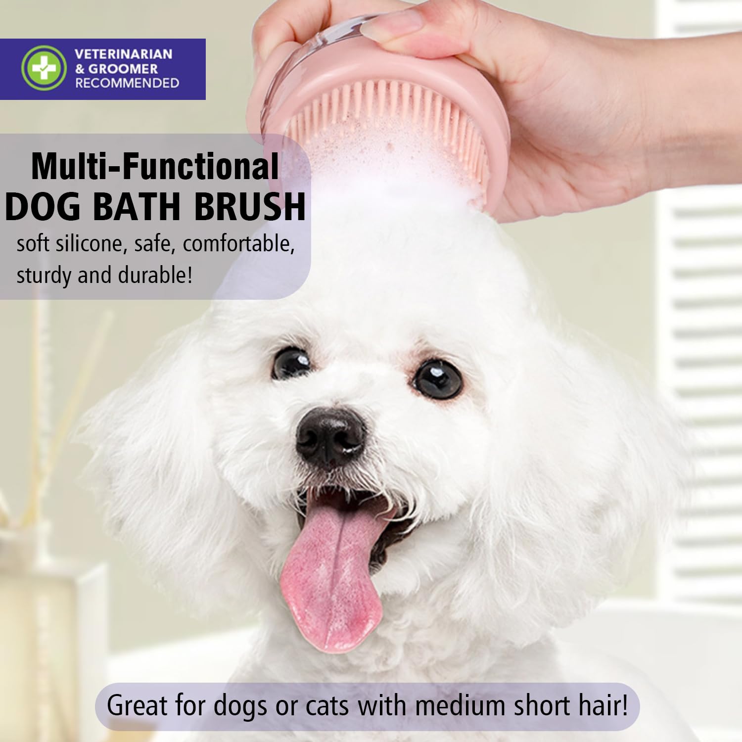 Soft Silicone Bristle Dog Brush With Soap Dispenser For Dog Grooming And Massage - Pink | Luxury Home Accessories | Heulog Glow