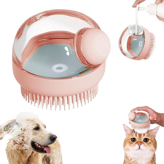 Soft Silicone Bristle Dog Brush With Soap Dispenser For Dog Grooming And Massage - Pink | Luxury Home Accessories | Heulog Glow