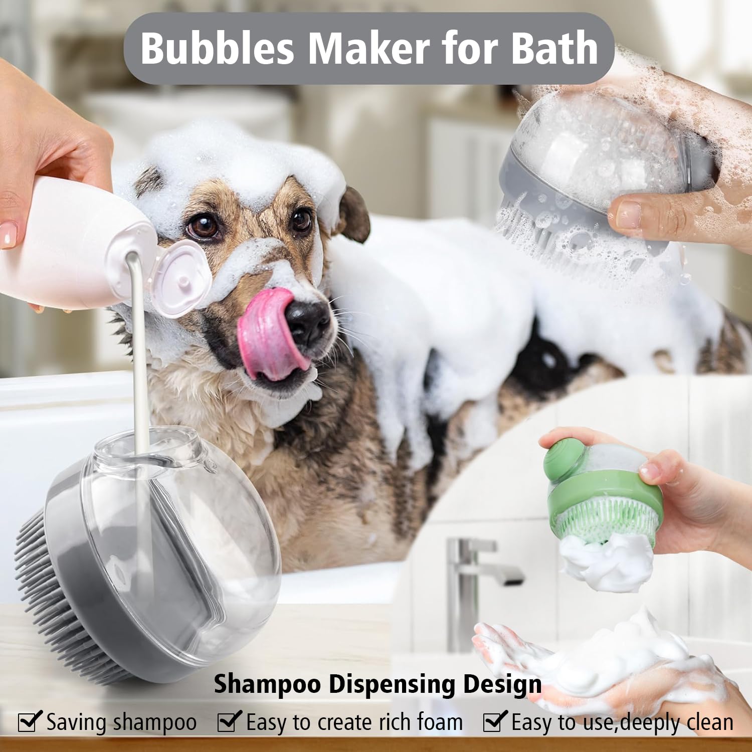 Soft Silicone Bristle Dog Brush With Soap Dispenser For Dog Grooming And Massage - Pink | Luxury Home Accessories | Heulog Glow
