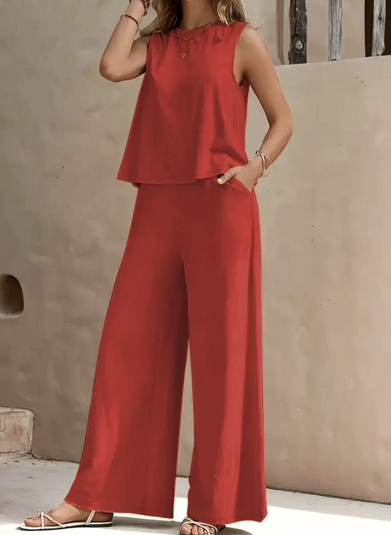 Solid Color Casual Loose Pants Sets For Women Elegant Spring Summer Women's Two Pieces Suit Full Trouser Set Female Outfit Clothes | Luxury Home Accessories | Heulog Glow