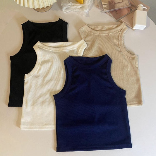 Solid Color Cropped Slim Fit Sleeveless Tank Top Women's | Luxury Home Accessories | Heulog Glow