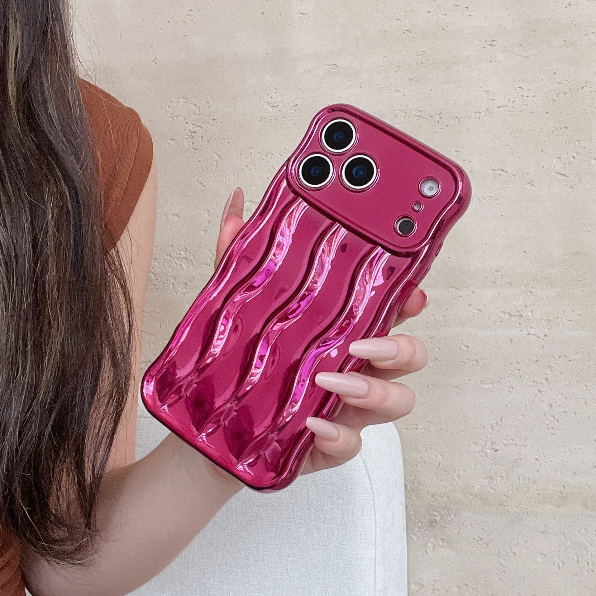 Solid Color Plating Advanced Sense Stripe Phone Case | Luxury Home Accessories | Heulog Glow