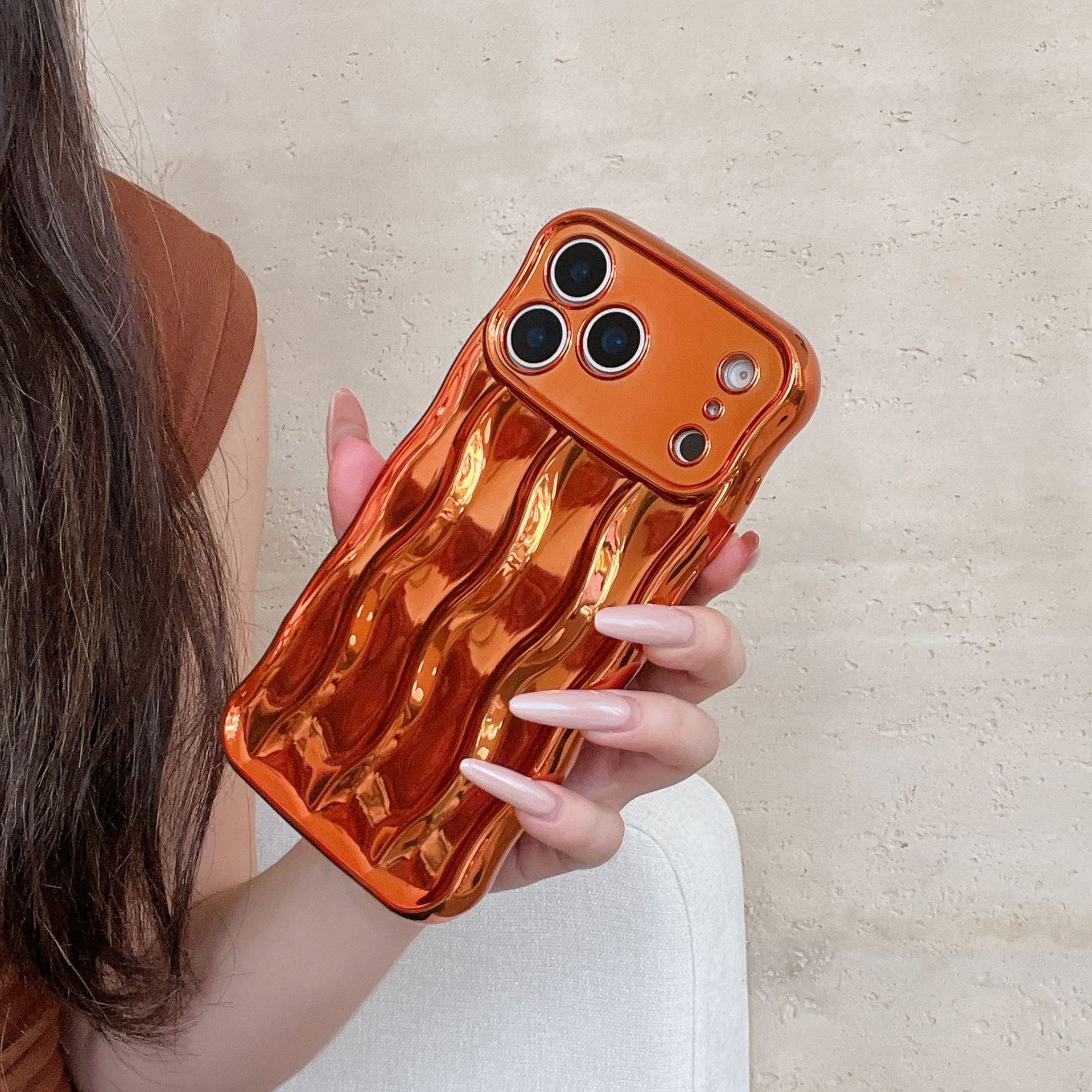 Solid Color Plating Advanced Sense Stripe Phone Case | Luxury Home Accessories | Heulog Glow