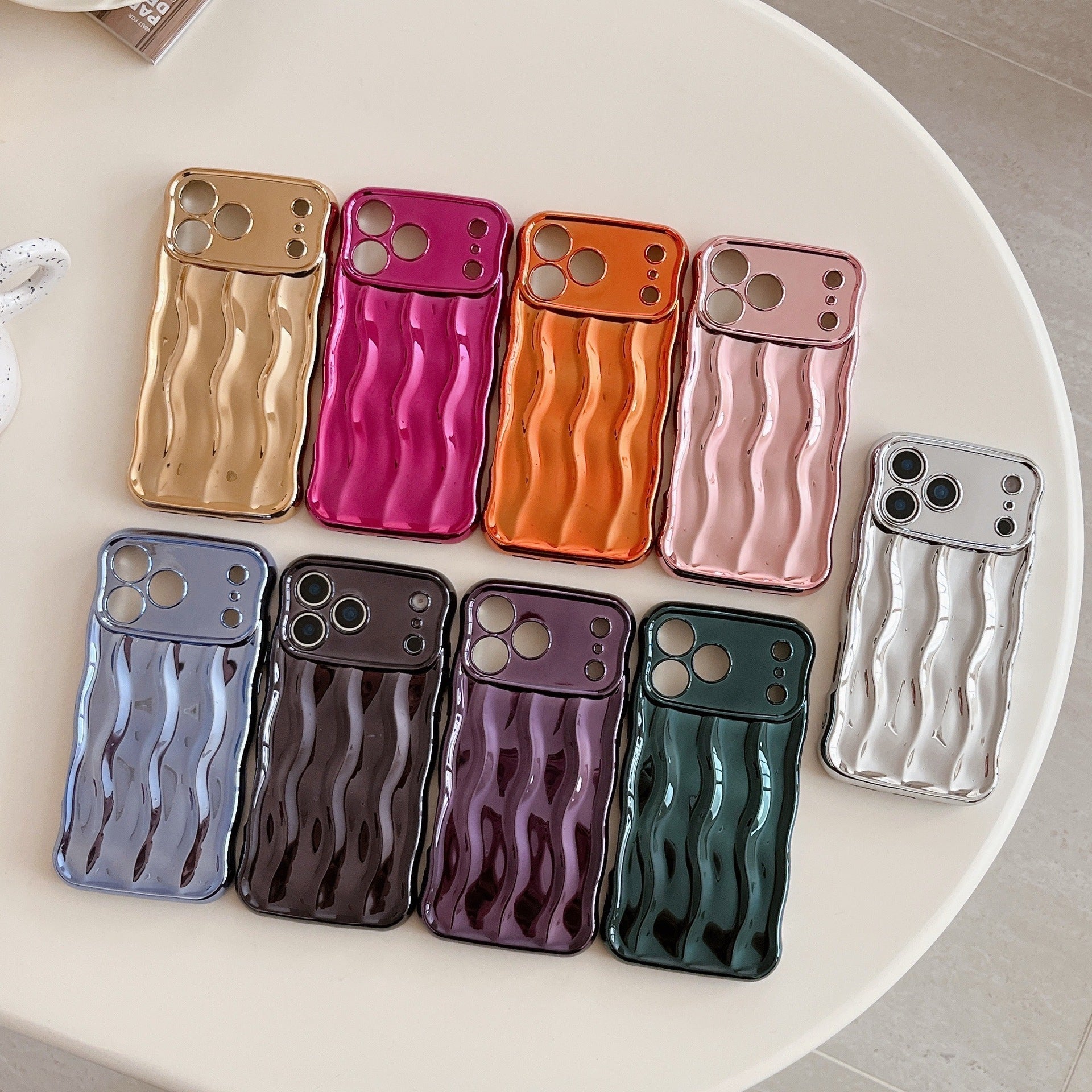 Solid Color Plating Advanced Sense Stripe Phone Case | Luxury Home Accessories | Heulog Glow