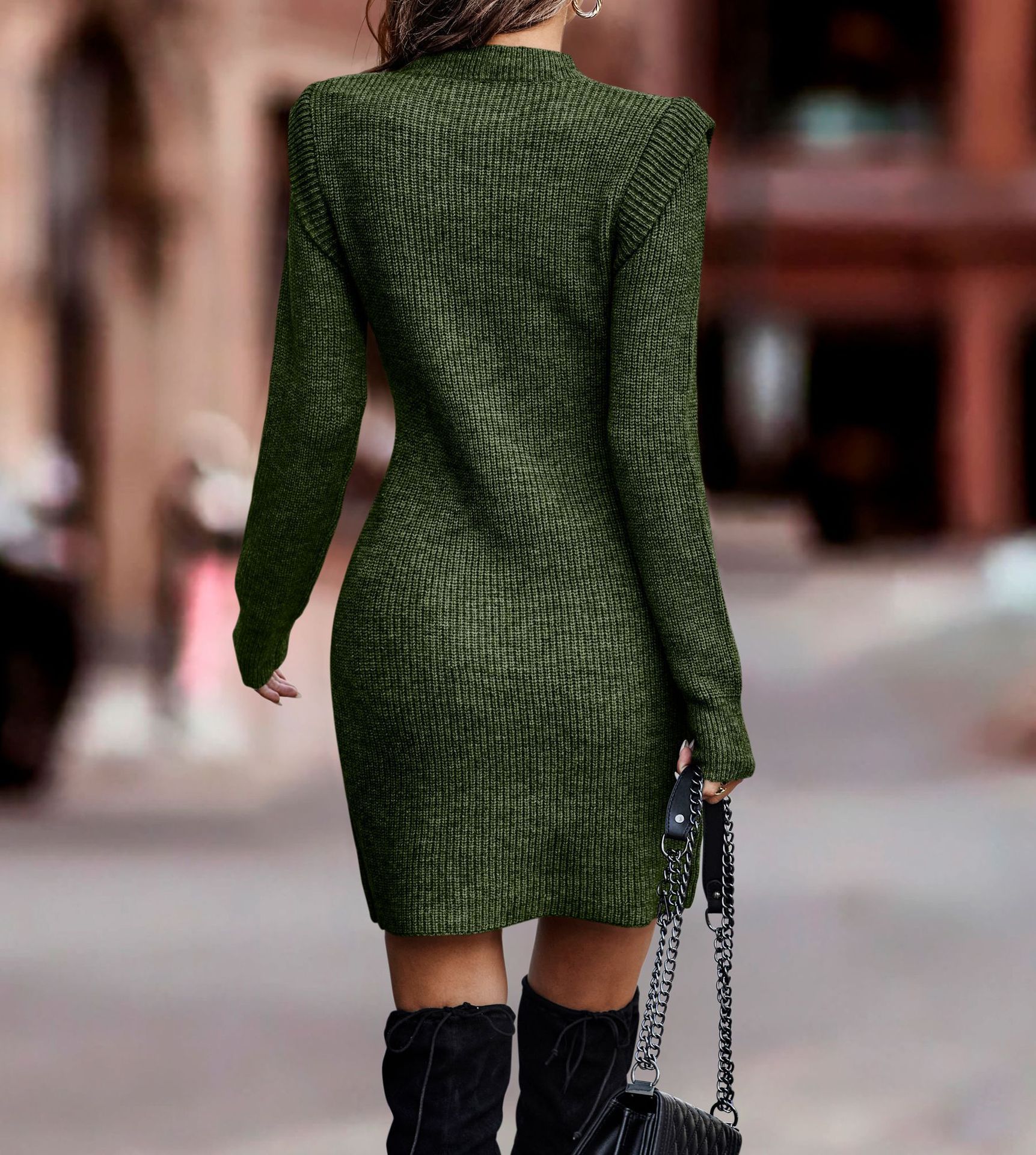 Solid Color Round Neck Long Sleeve Sexy Dress Sweater | Luxury Home Accessories | Heulog Glow