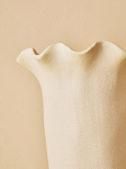 Sonata Large Cream Fluted Vase | Luxury Home Accessories | Heulog Glow