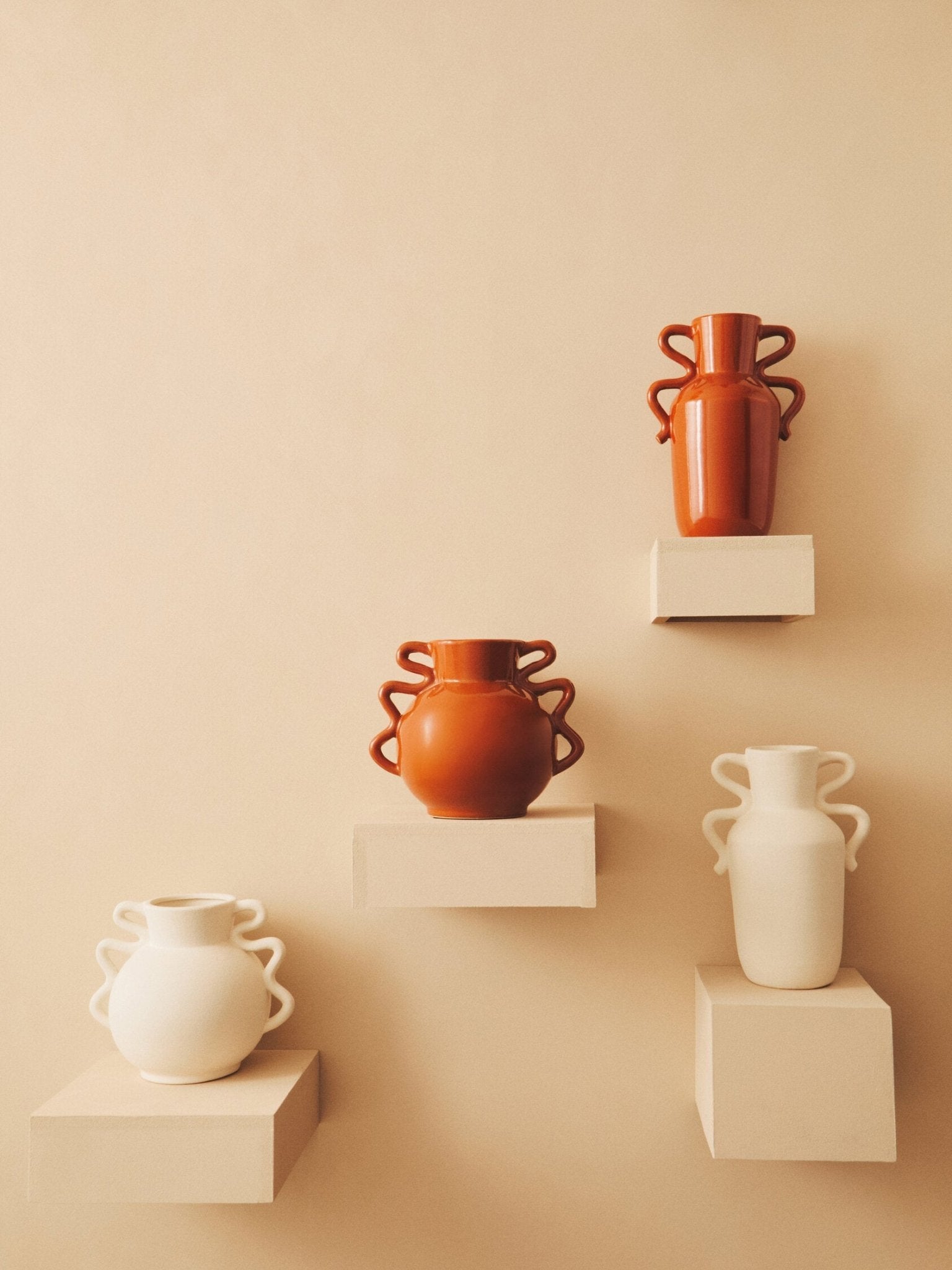 Sonata Small White Vase with Abstract Handles | Luxury Home Accessories | Heulog Glow