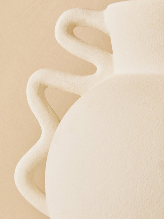 Sonata Small White Vase with Abstract Handles | Luxury Home Accessories | Heulog Glow