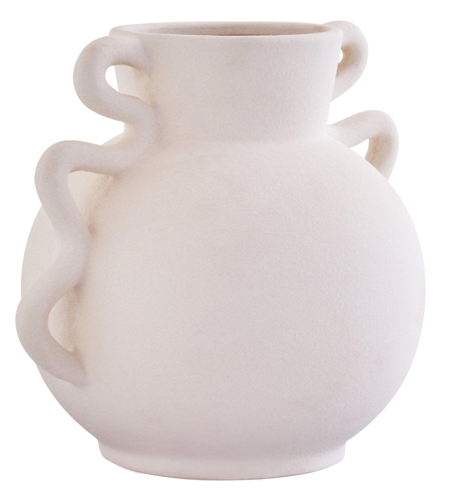 Sonata Small White Vase with Abstract Handles | Luxury Home Accessories | Heulog Glow