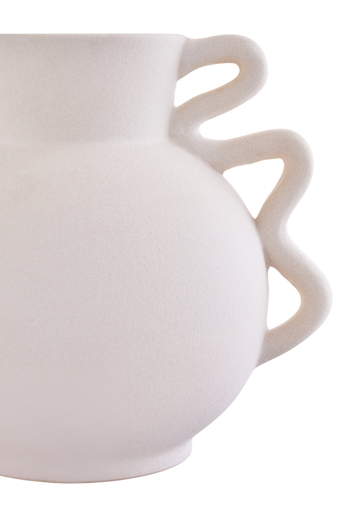 Sonata Small White Vase with Abstract Handles | Luxury Home Accessories | Heulog Glow