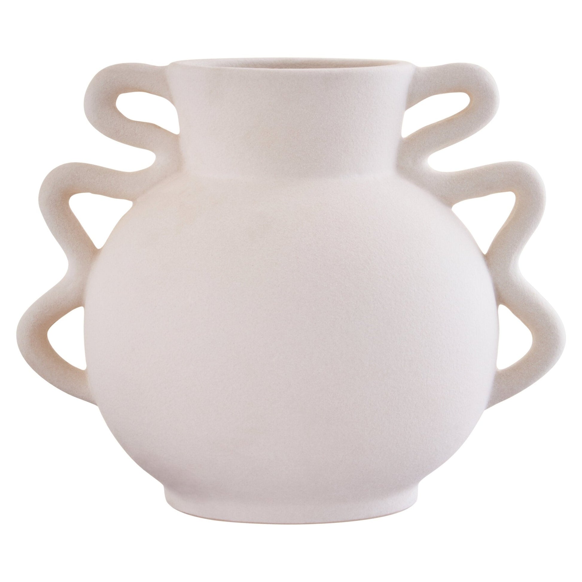 Sonata Small White Vase with Abstract Handles | Luxury Home Accessories | Heulog Glow