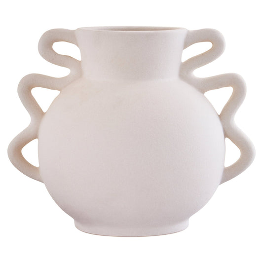 Sonata Small White Vase with Abstract Handles | Luxury Home Accessories | Heulog Glow