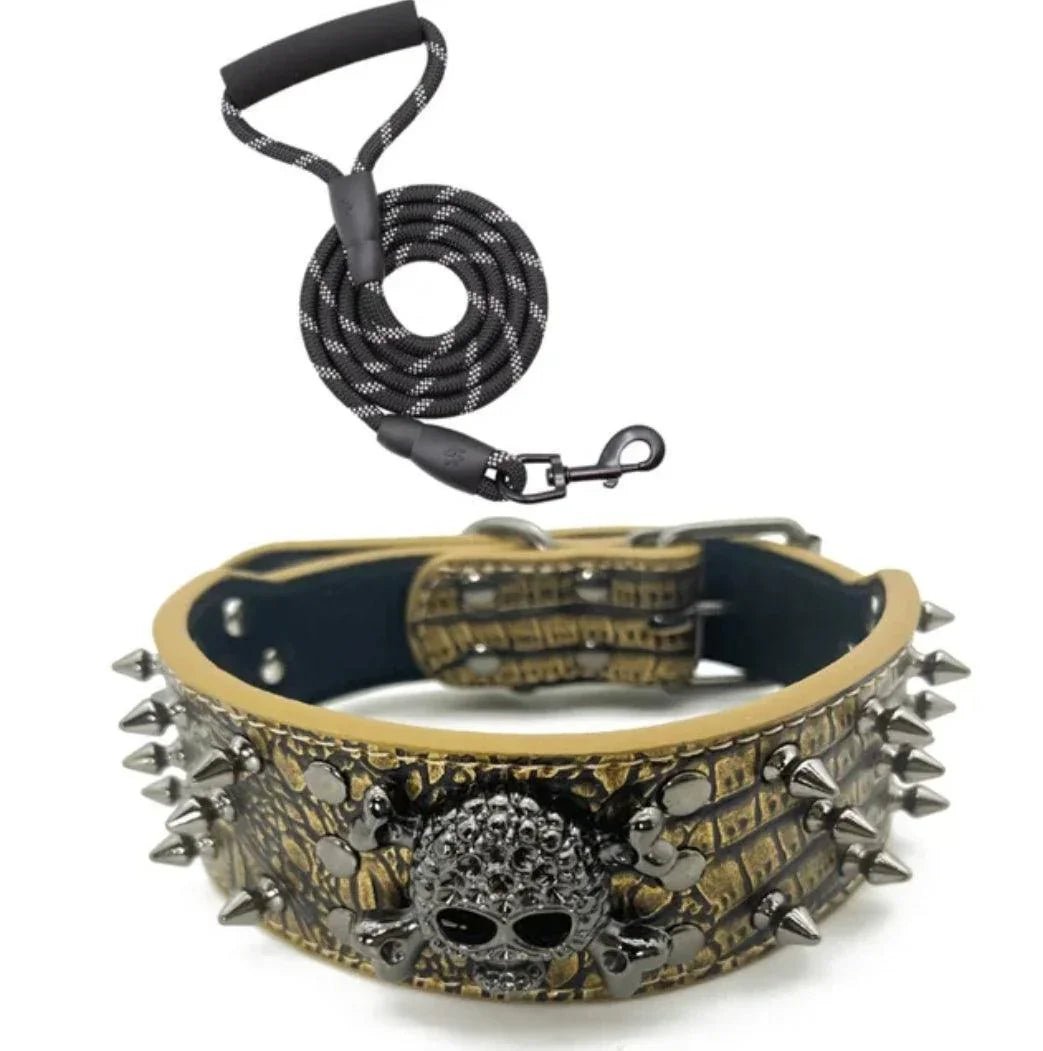 Spiked Collar & Lead Matching Set. | Luxury Home Accessories | Heulog Glow