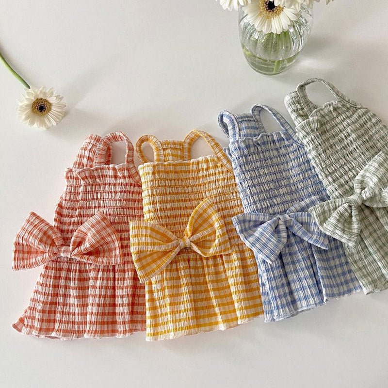 Spring And Summer Dog Bow Pleated Check Skirt | Luxury Home Accessories | Heulog Glow