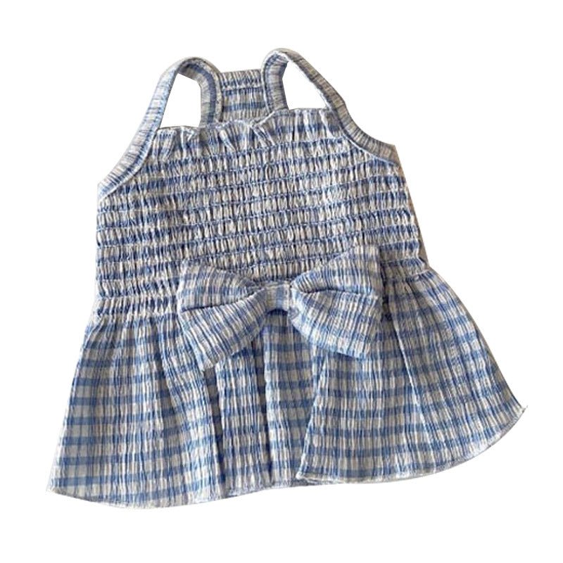 Spring And Summer Dog Bow Pleated Check Skirt | Luxury Home Accessories | Heulog Glow