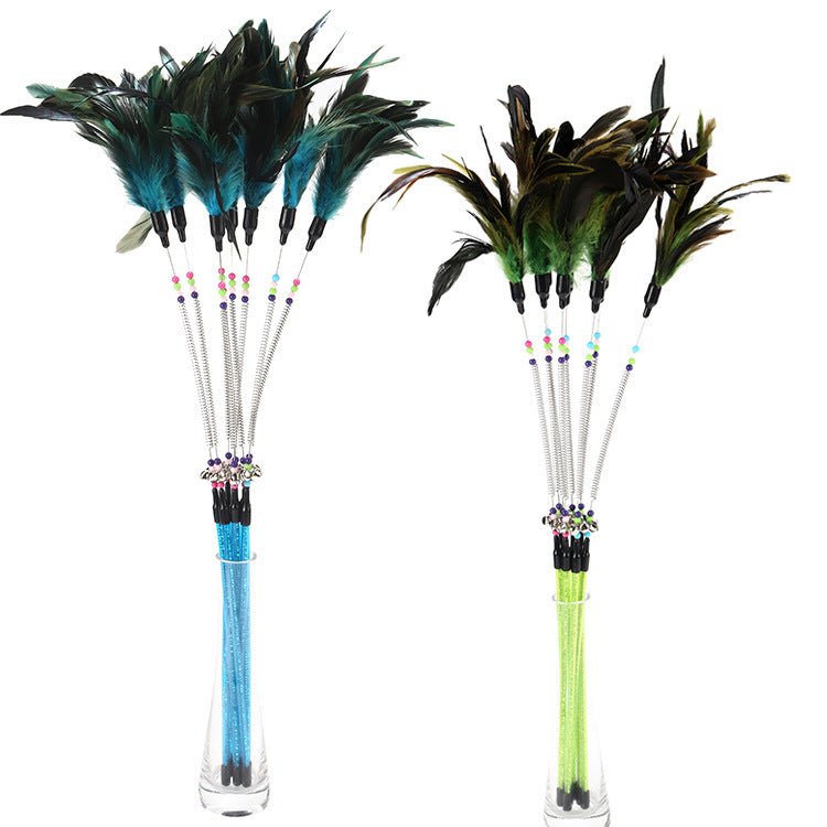 Spring bells, color beads, cat stick, feather cat stick, cat supplies, cat toys | Luxury Home Accessories | Heulog Glow