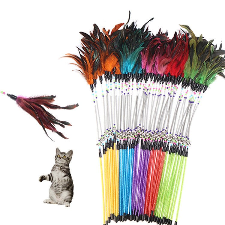 Spring bells, color beads, cat stick, feather cat stick, cat supplies, cat toys | Luxury Home Accessories | Heulog Glow