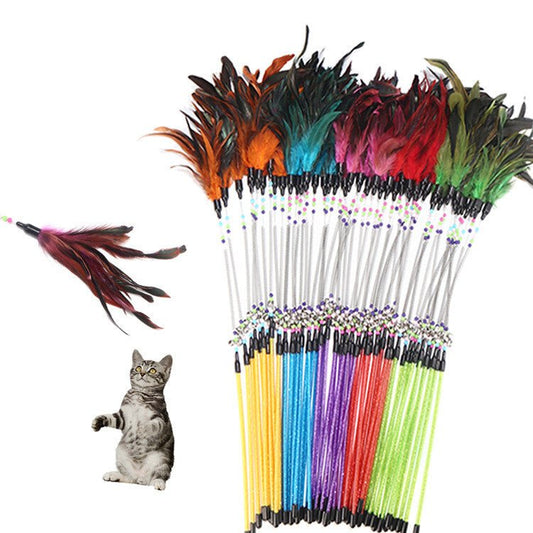 Spring bells, color beads, cat stick, feather cat stick, cat supplies, cat toys | Luxury Home Accessories | Heulog Glow