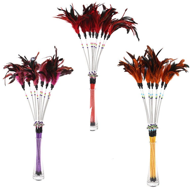Spring bells, color beads, cat stick, feather cat stick, cat supplies, cat toys | Luxury Home Accessories | Heulog Glow