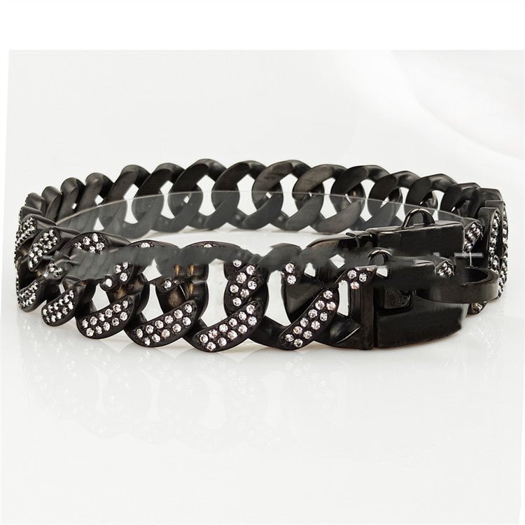 Stainless Steel Casting Sub-Black And White Diamond Dog Necklace Dog Necklace | Luxury Home Accessories | Heulog Glow