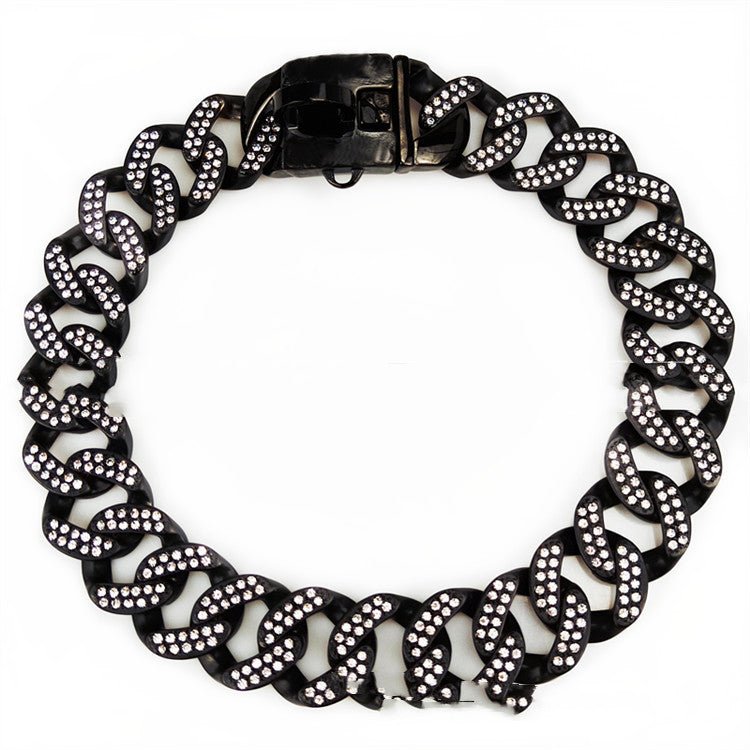 Stainless Steel Casting Sub-Black And White Diamond Dog Necklace Dog Necklace | Luxury Home Accessories | Heulog Glow