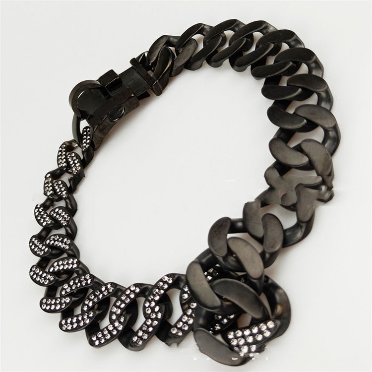 Stainless Steel Casting Sub-Black And White Diamond Dog Necklace Dog Necklace | Luxury Home Accessories | Heulog Glow