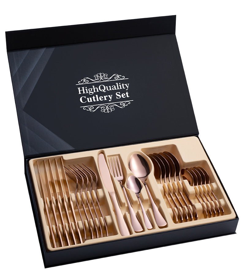 Stainless Steel Cutlery Set 24-Piece Gift Cutlery Steak Cutlery Gift Box | Luxury Home Accessories | Heulog Glow