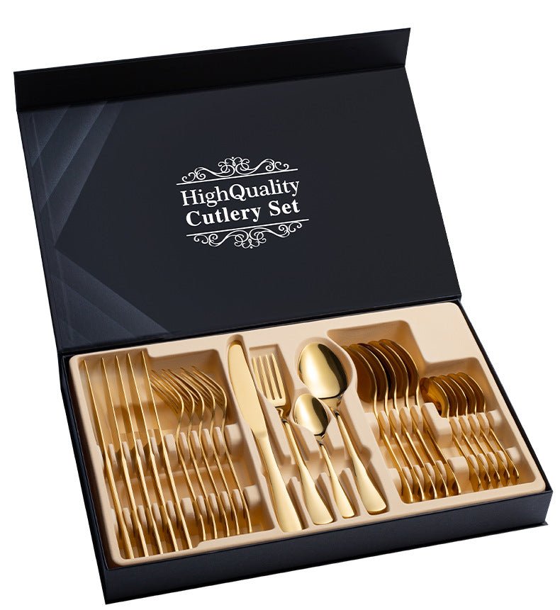 Stainless Steel Cutlery Set 24-Piece Gift Cutlery Steak Cutlery Gift Box | Luxury Home Accessories | Heulog Glow