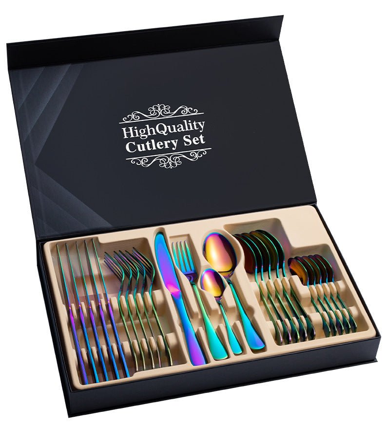 Stainless Steel Cutlery Set 24-Piece Gift Cutlery Steak Cutlery Gift Box | Luxury Home Accessories | Heulog Glow