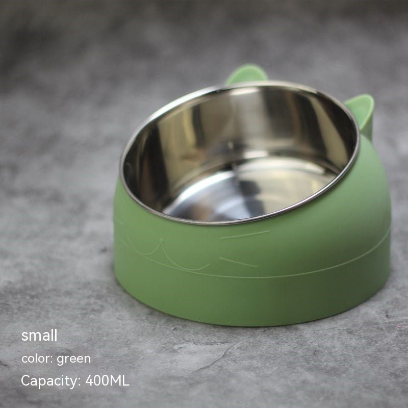 Stainless Steel Dog Bowl Double Bowl Cervical Protection Oblique Mouth Hot Pet Food Basin Supplies | Luxury Home Accessories | Heulog Glow