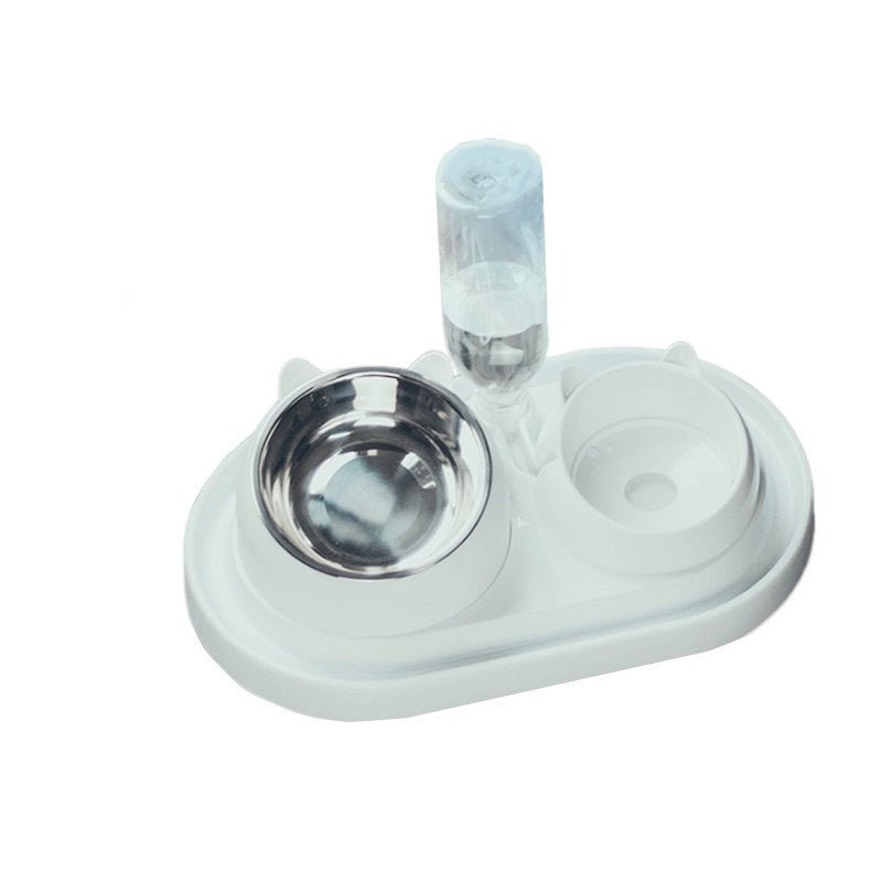 Stainless Steel Dog Bowl Double Bowl Cervical Protection Oblique Mouth Hot Pet Food Basin Supplies | Luxury Home Accessories | Heulog Glow