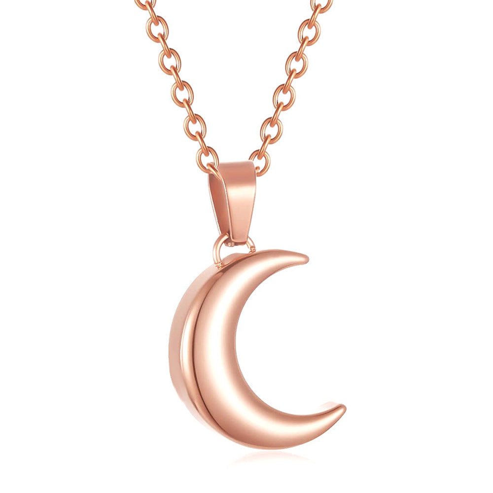 Stainless Steel Moon-Shaped Perfume Bottle Ash Pendant Necklace | Luxury Home Accessories | Heulog Glow